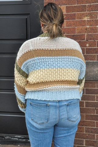 Chunky Knit Multicolored Striped Sweater