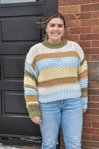 Chunky Knit Multicolored Striped Sweater