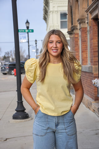 Cinched Sleeve Cotton Top