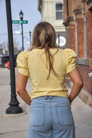 Cinched Sleeve Cotton Top