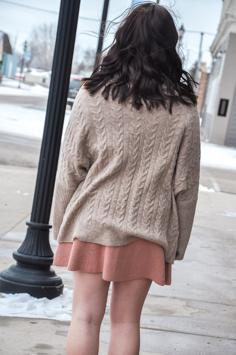 Classic Cable Knitted Open Cardigan