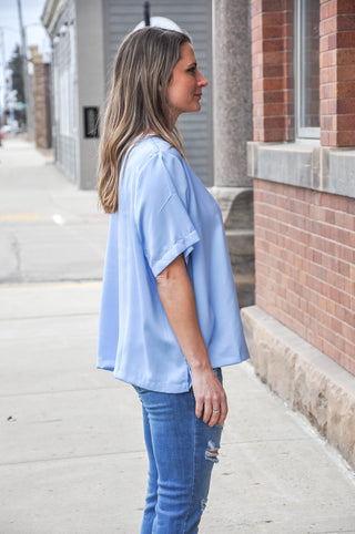 Classic Satin Pocket SS Top