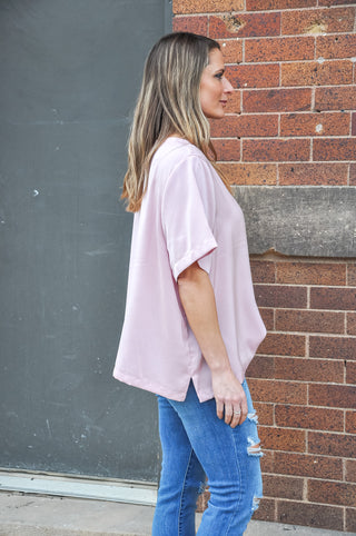 Classic Satin Pocket SS Top