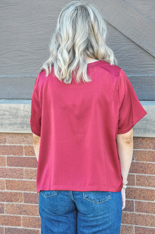 Classic Satin Pocket SS Top