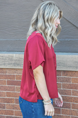 Classic Satin Pocket SS Top