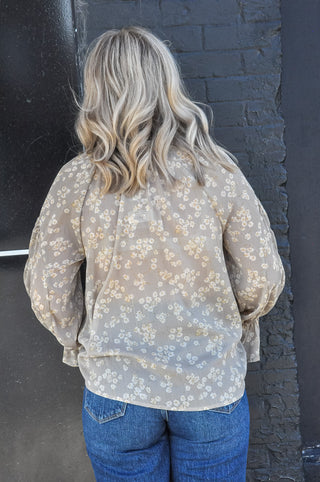 Classy Khaki Floral Blouse