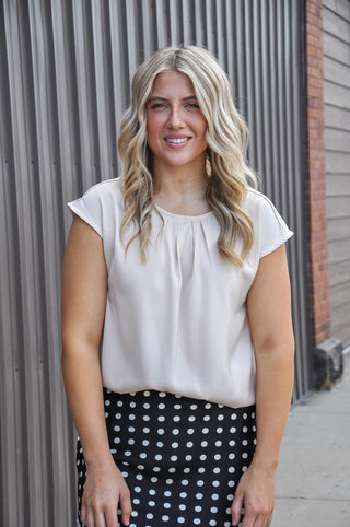 Classy Satin Pleated Neck Blouse