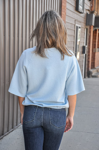 Cloudy Knit 1/2 Sleeve Tie In Front Top