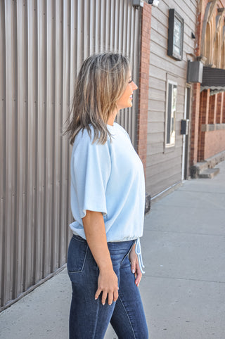 Cloudy Knit 1/2 Sleeve Tie In Front Top