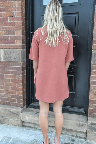 Cloudy Round Neck 1/2 Sleeve Dress