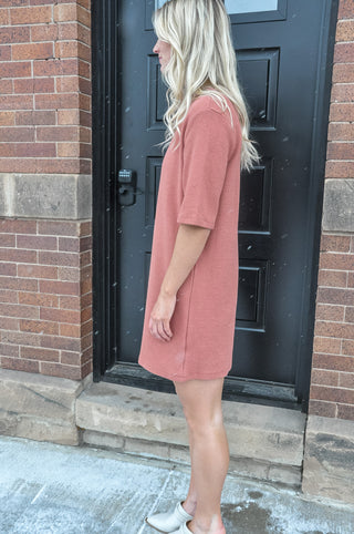 Cloudy Round Neck 1/2 Sleeve Dress