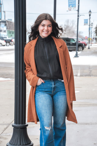 Collared Button Camel Coat