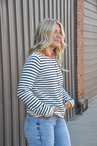 Color Accent Button-Down Cardigan