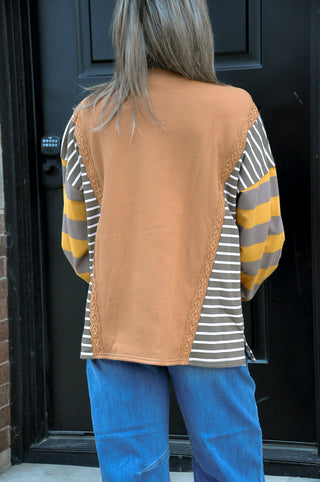 Color Block With Lace Detailed Sweatshirt