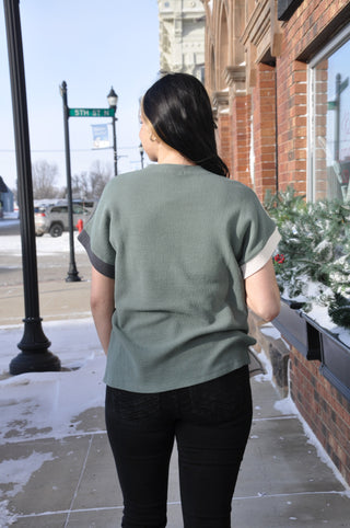 Colorblock Cloudy Knit SS Top