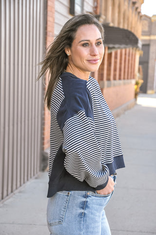 Colorblock Crew Neck Pullover