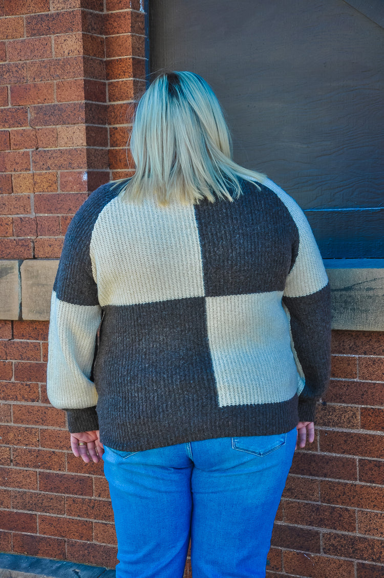 Colorblocked Contrast Curvy Sweater