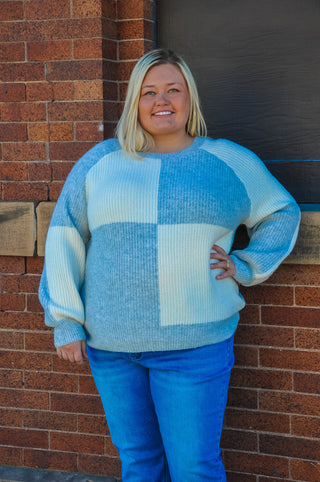 Colorblocked Contrast Curvy Sweater