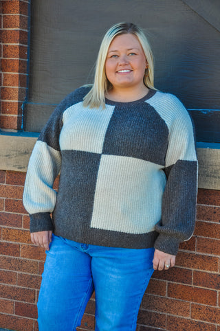 Colorblocked Contrast Curvy Sweater