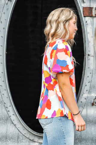 Colors of Summer Abstract Top