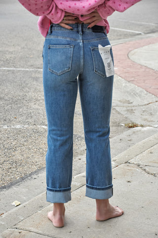 Slouchy Cuff Straight Jeans, view 3 | JQ Clothing Co.