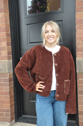 Contrast Sherpa Button-up Jacket