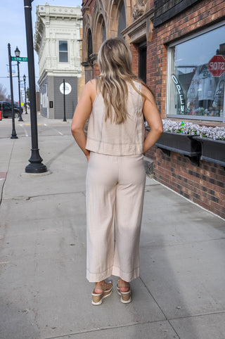 Contrast Stitch Loose Tank Top Pant Set