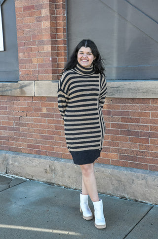 Contrast Stripe Sweater Dress