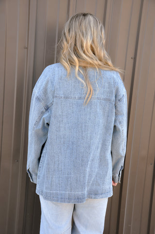 Contrasting Collar/Front Pocket Barn Jacket