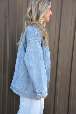 Contrasting Collar/Front Pocket Barn Jacket