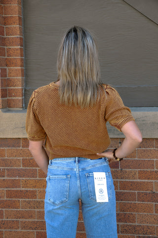 Copper Crew Neck Pocketed Sweater