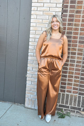 Copper Sleeveless Round Neck Top