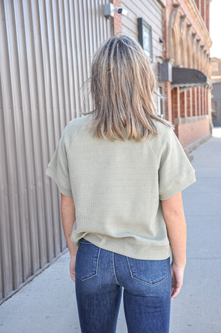 Corded Round Neck 1/2 Sleeve Top