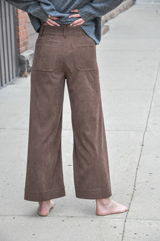 Corduroy Patch Pocket Straight Leg Pants