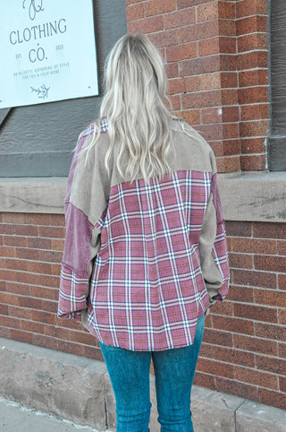 Corduroy Plaid Mix Shacket