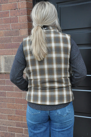 Corduroy & Plaid Reversible Puffer Vest
