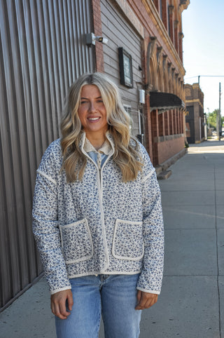 Cotton Floral LS Padded Coat