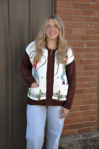 Cowgirl Knit Zip-up Cardigan
