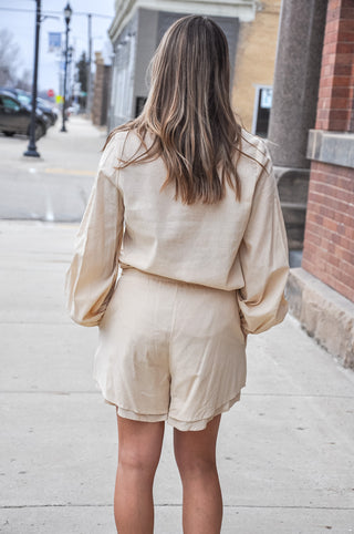 Cozy Day Taupe Button Down Set