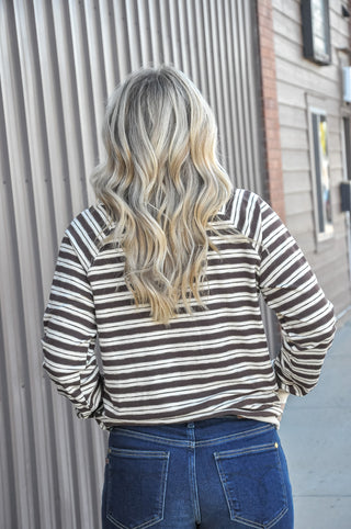 Cozy Micro Brushed Stripe Top