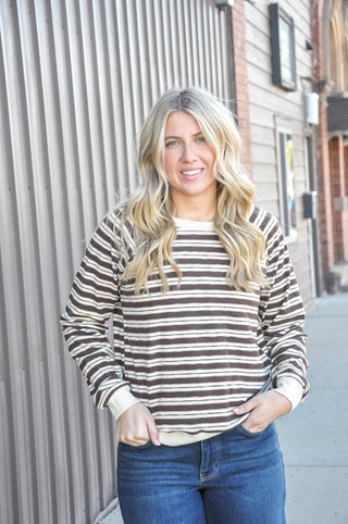 Cozy Micro Brushed Stripe Top