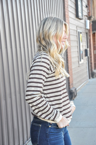 Cozy Micro Brushed Stripe Top