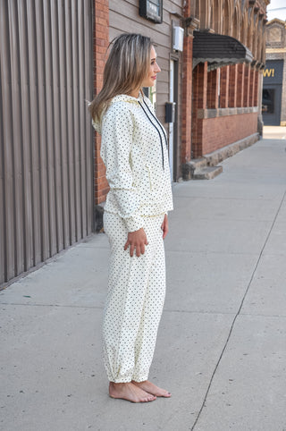 Cozy Micro Polka Dot Lounge Pants Set, view 2