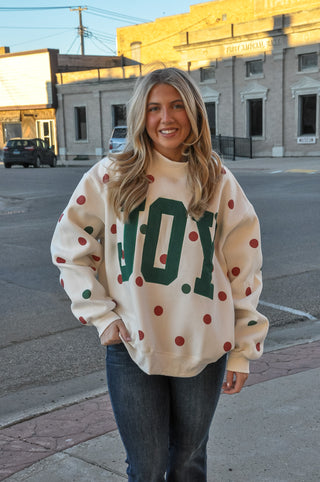 Cream JOY Applique Polka Dot Sweatshirt