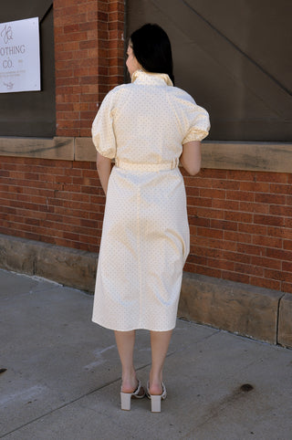 Cream Polka Dot Midi Dress