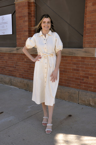 Cream Polka Dot Midi Dress