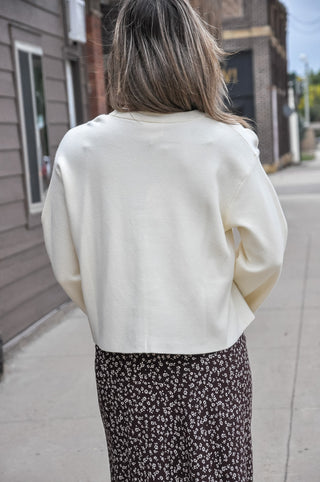 Crew Neck Button Front Knit Cardigan