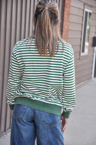 Crew Neck Stripe Sweater Shirt, view 6