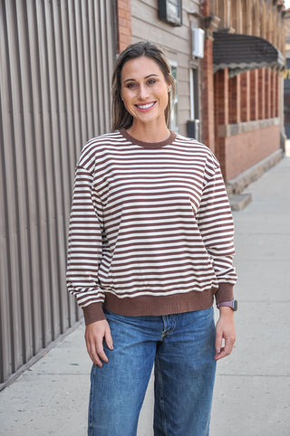 Crew Neck Stripe Sweater Shirt