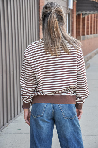 Crew Neck Stripe Sweater Shirt, view 5